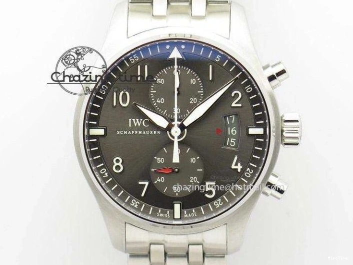 MIROTIME 0323 Pilot Chrono SS AZF 1:1 Best Edition Blue Dial on Brown Leather Strap A TimelessDesign 7060